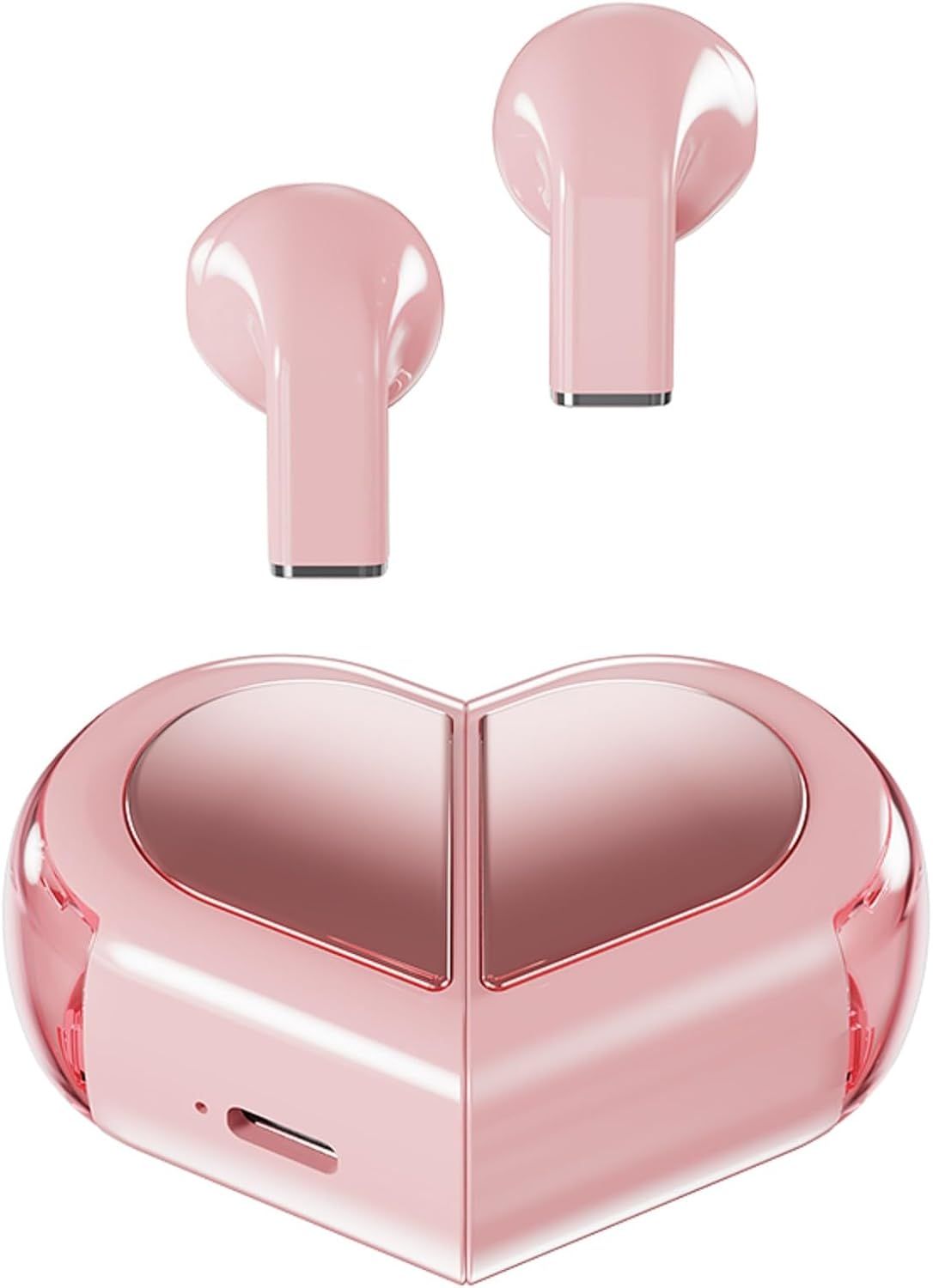 Pink Heart Design Wireless Earphones