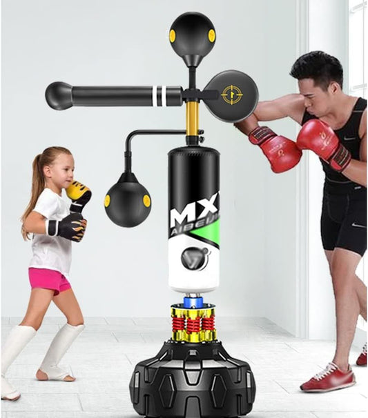 Speed Bags Boxing Reflex, Punching Bag with Spinning Bar, Height Adjustable Freestanding Speed Trainer